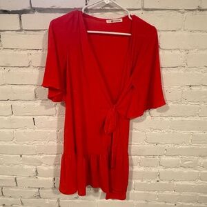 Cherry Red Wrap Cocktail Dress